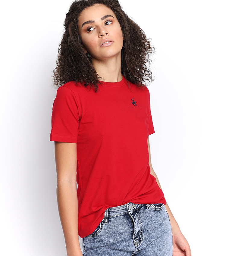 Logo Embroidered Short Sleeve T-Shirt - Red BP L1365