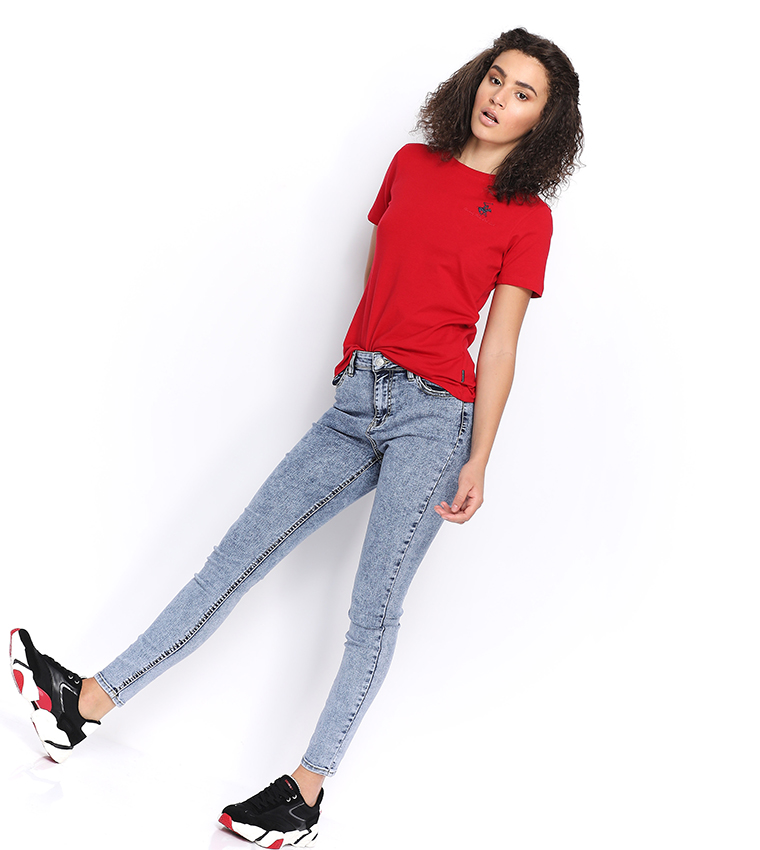 Logo Embroidered Short Sleeve T-Shirt - Red BP L1365