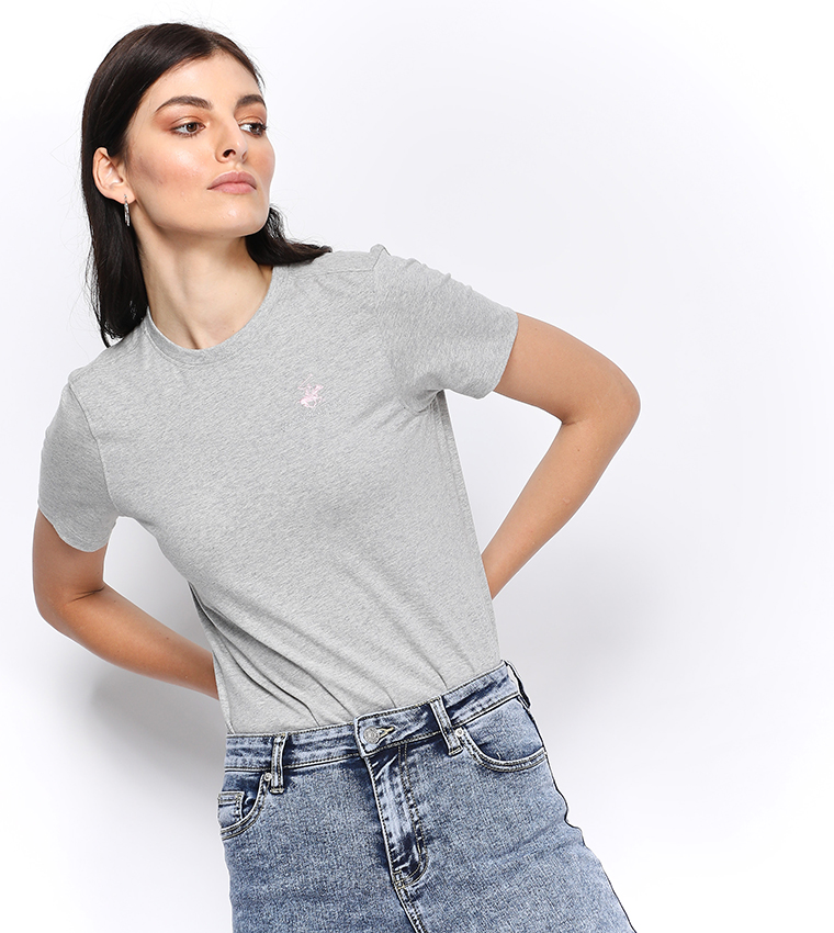 Logo Embroidered Short Sleeve T-Shirt - Grey BP L1365