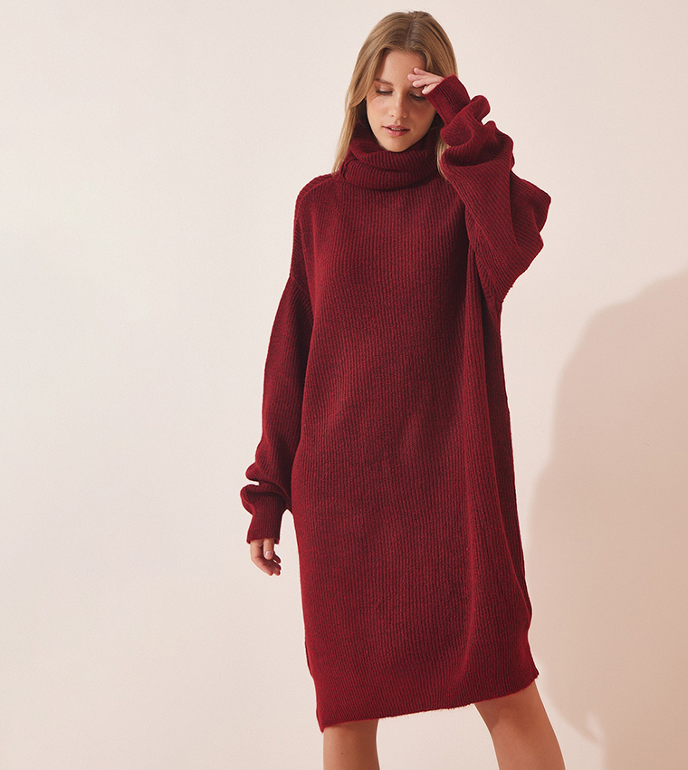 Oversized red shop turtleneck sweater