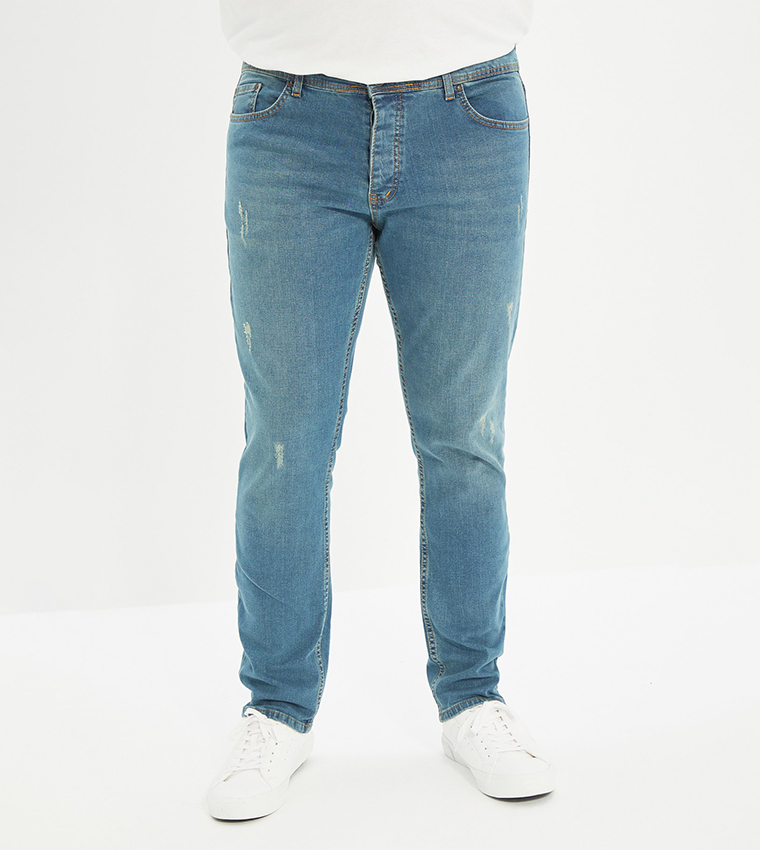Jean Rake Buy Trendyol Skinny Rake Destroyed Jeans In Blue | 6thStreet Saudi Arabia