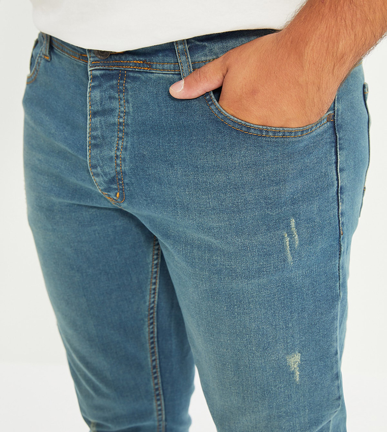 Jean Rake Buy Trendyol Skinny Rake Destroyed Jeans In Blue | 6thStreet Saudi Arabia