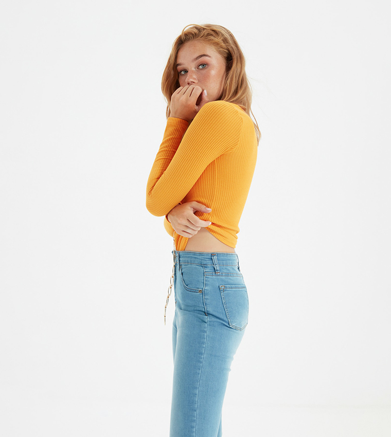 Buy Trendyol High Rise Skinny Jeans In Blue | 6thStreet Saudi Arabia