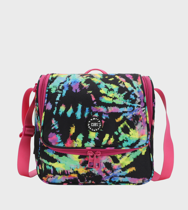 Black Canvas Neon Colors Lunch Bag