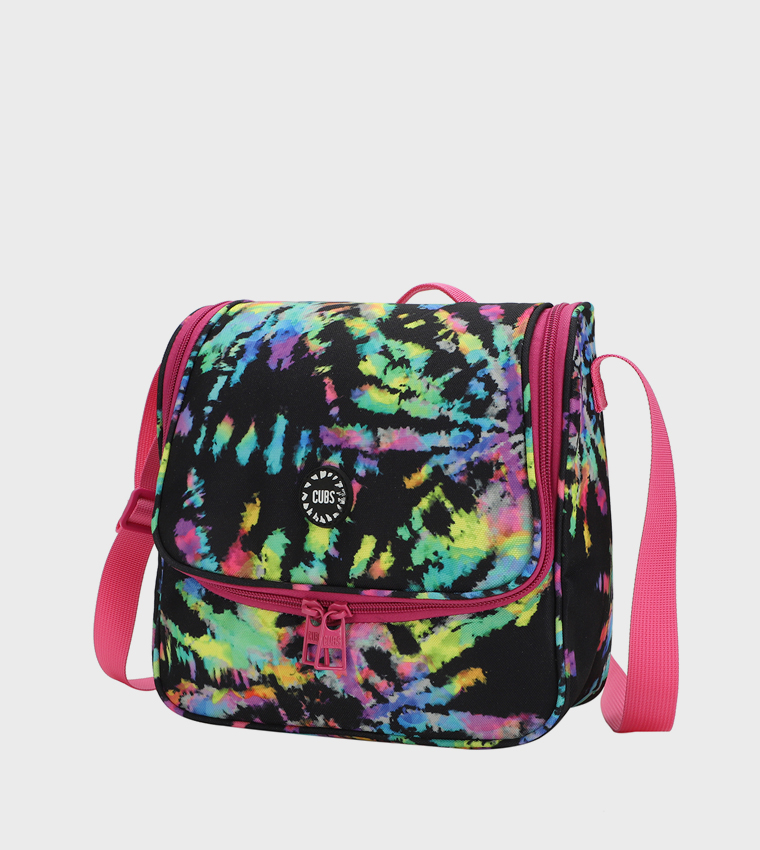 Black Canvas Neon Colors Lunch Bag
