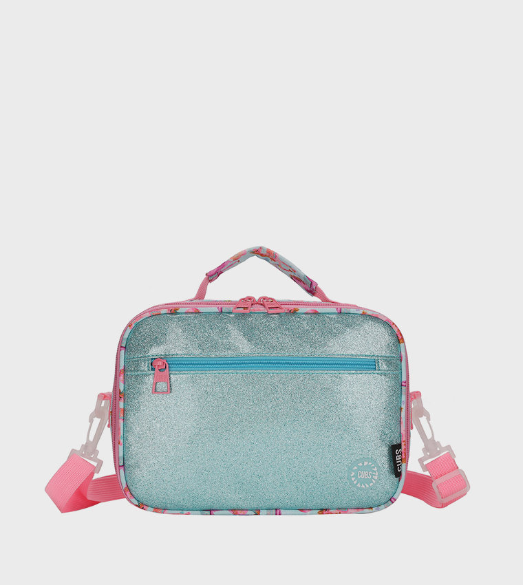 Shiny Fabric Baby Blue Lunch Bag