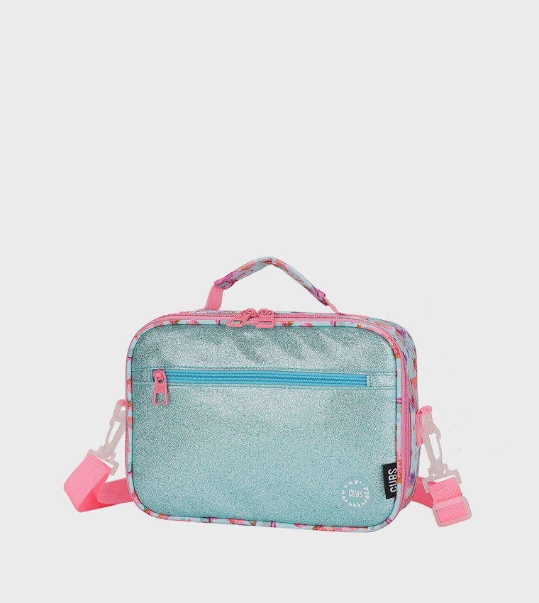 Shiny Fabric Baby Blue Lunch Bag