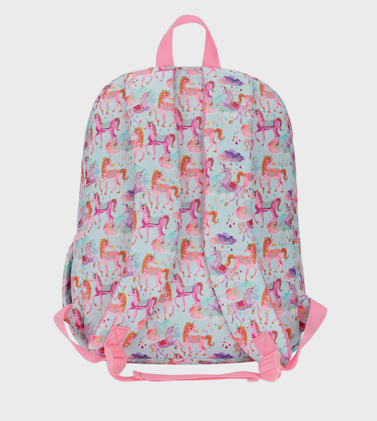 Shiny Fabric Baby Blue Zippered Backpack