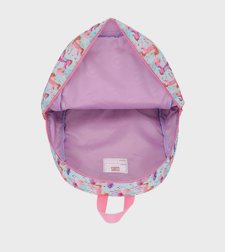 Shiny Fabric Baby Blue Zippered Backpack