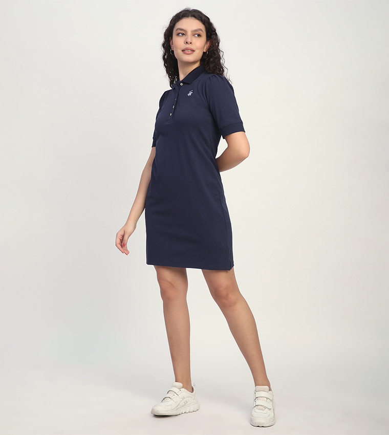 Logo Detail Short Sleeves Mini Polo Dress