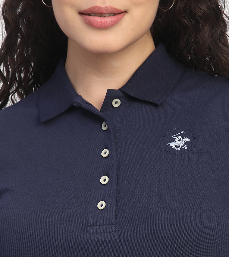 Logo Detail Short Sleeves Mini Polo Dress