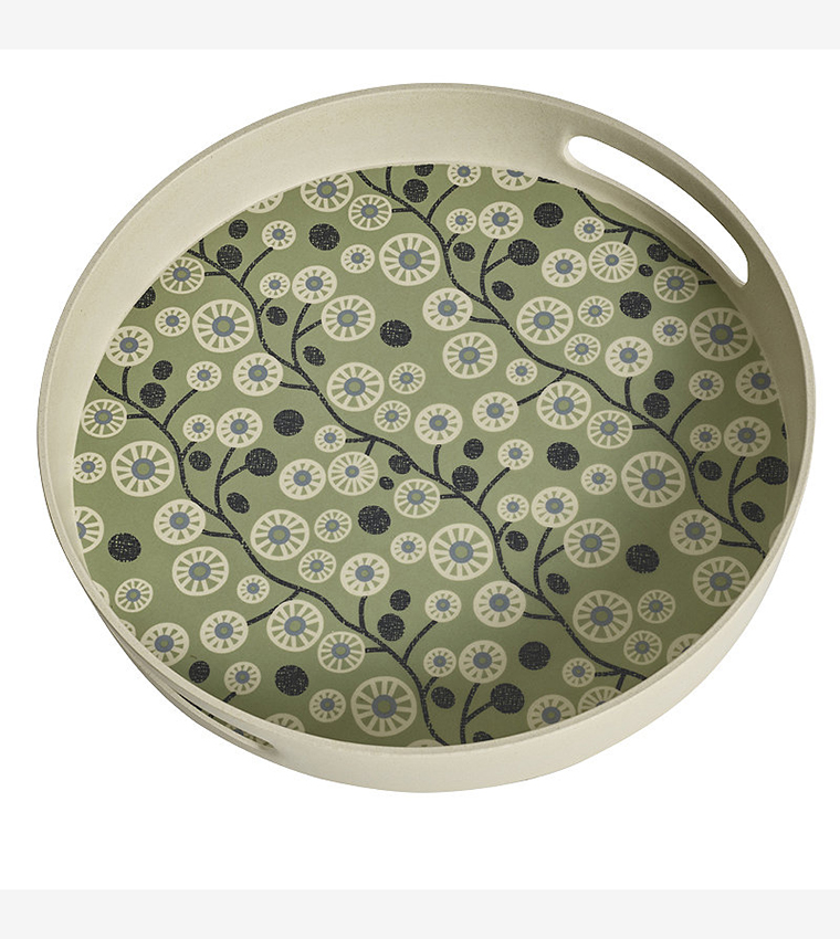 صينية بامبو بطبعة زهور