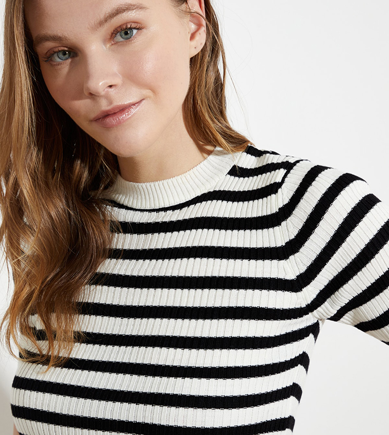 Buy Trendyol Striped Knitted Short Sleeves Top In Multiple Colors ...