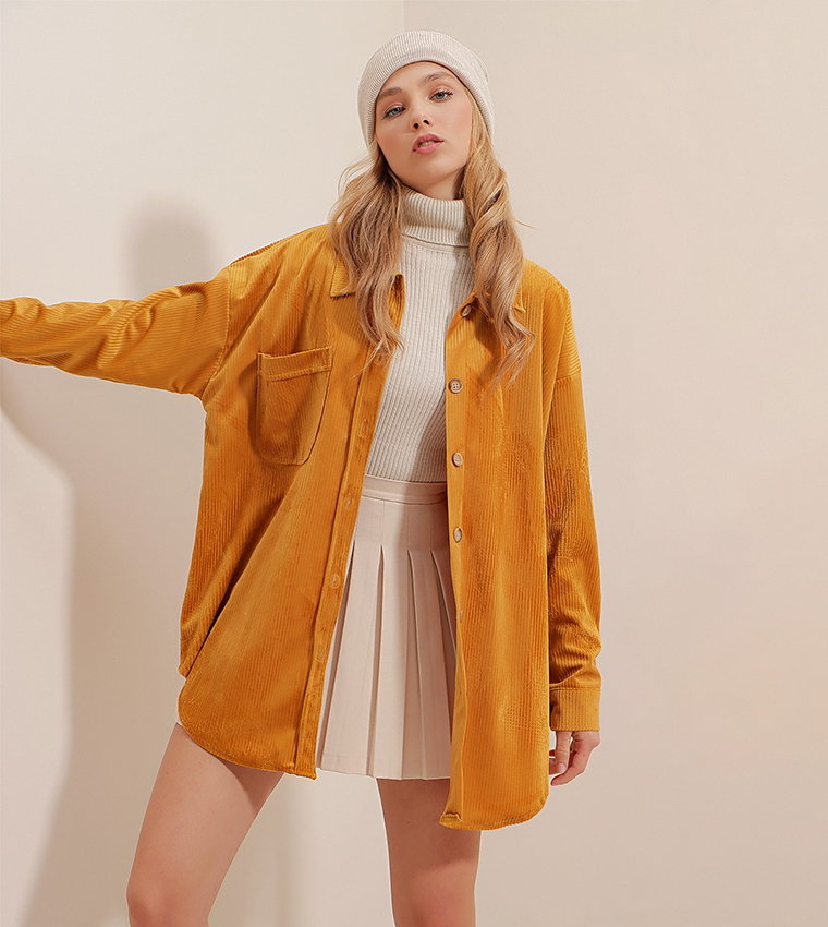 Cotton Velvet Oversized Shirt