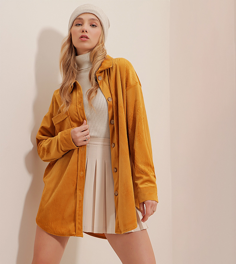 Cotton Velvet Oversized Shirt