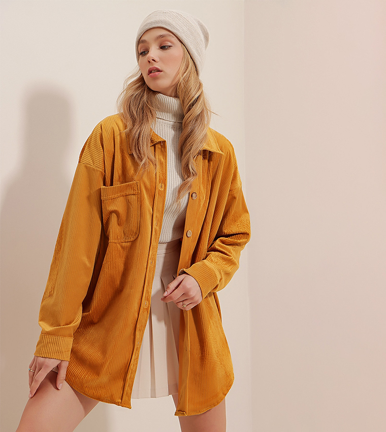 Cotton Velvet Oversized Shirt