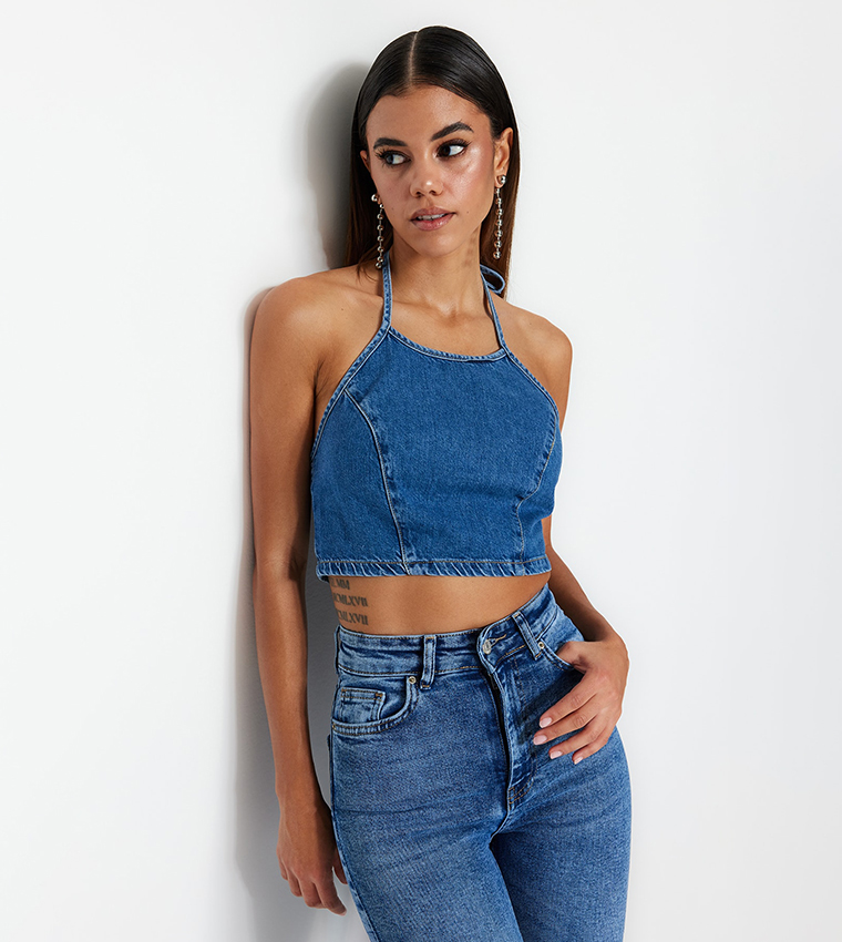 Jean crop top store shirt