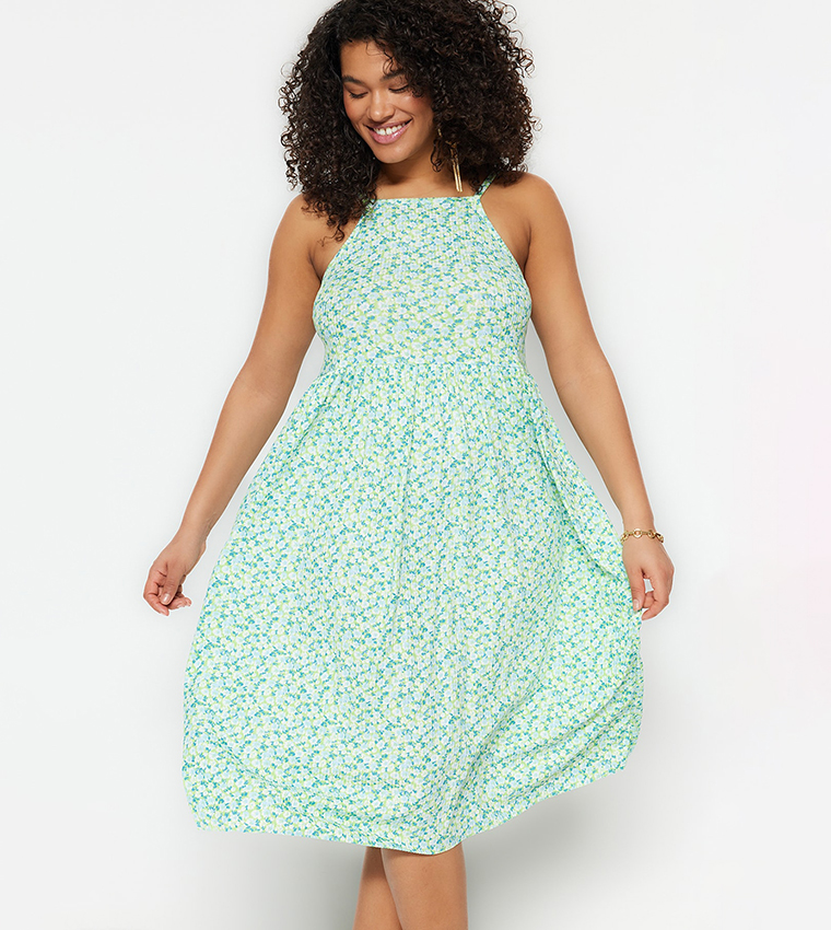 Floral Printed Knitted Gipe Dress