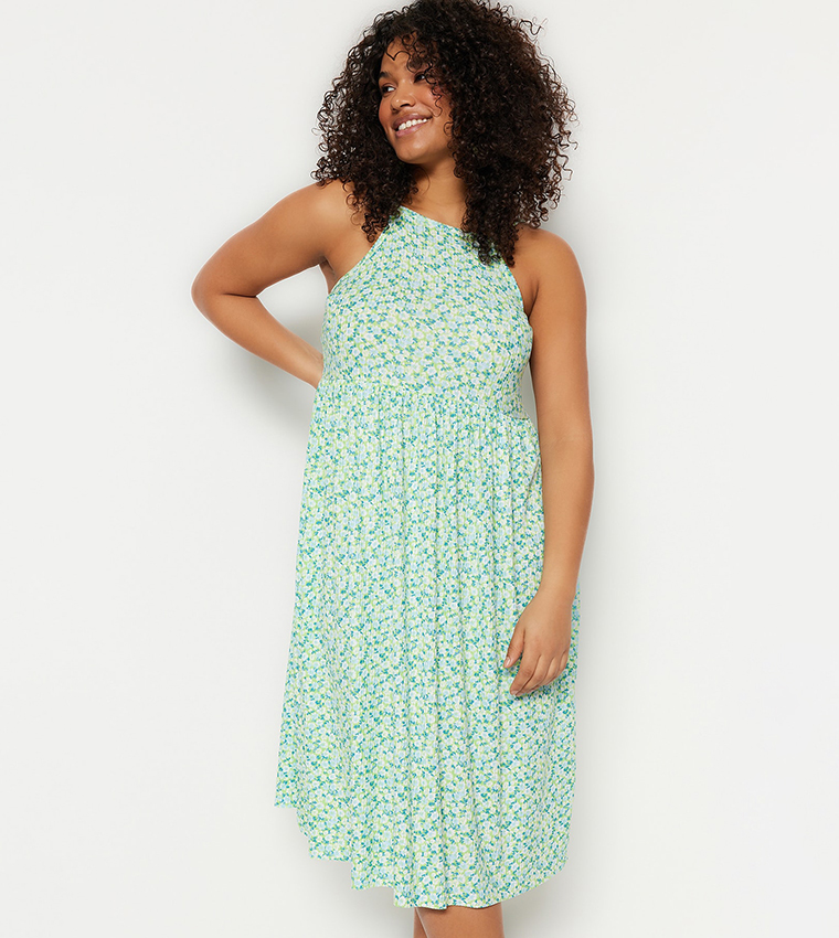 Floral Printed Knitted Gipe Dress