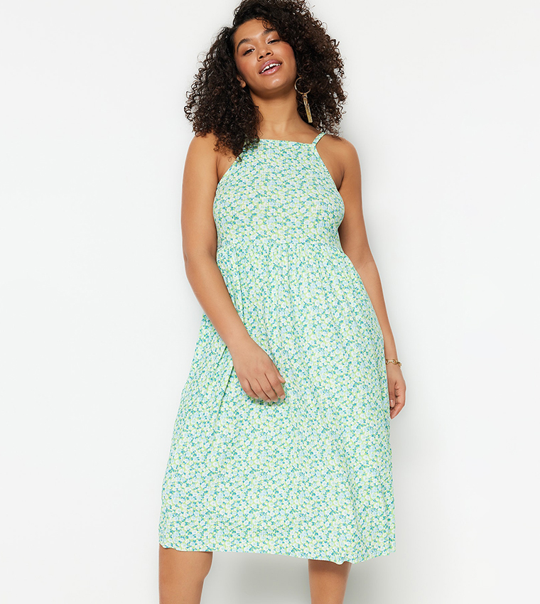 Floral Printed Knitted Gipe Dress