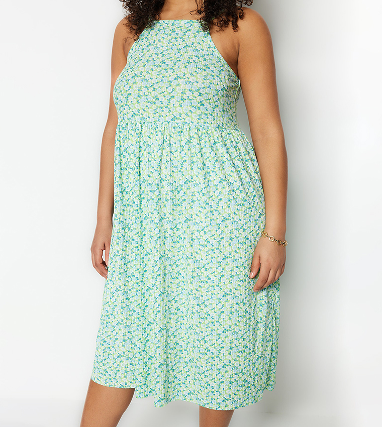 Floral Printed Knitted Gipe Dress