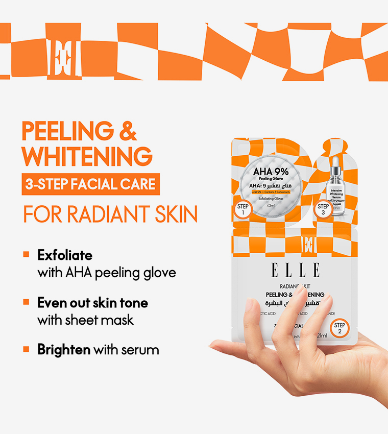 4-Piece Radiance Kit – 3-Step Peeling & Whitening Treatment with Aha Peeling Glove