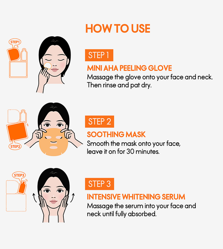 4-Piece Radiance Kit – 3-Step Peeling & Whitening Treatment with Aha Peeling Glove