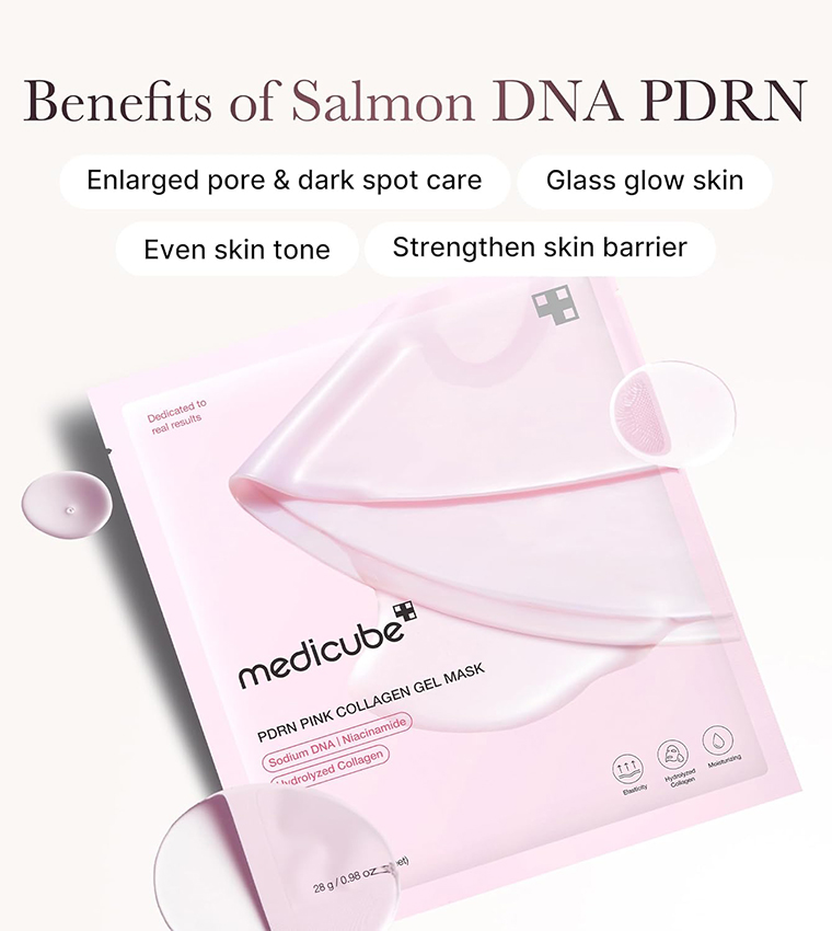 Pack of 4 Salmon DNA PDRN Pink Collagen Gel Mask, 28g