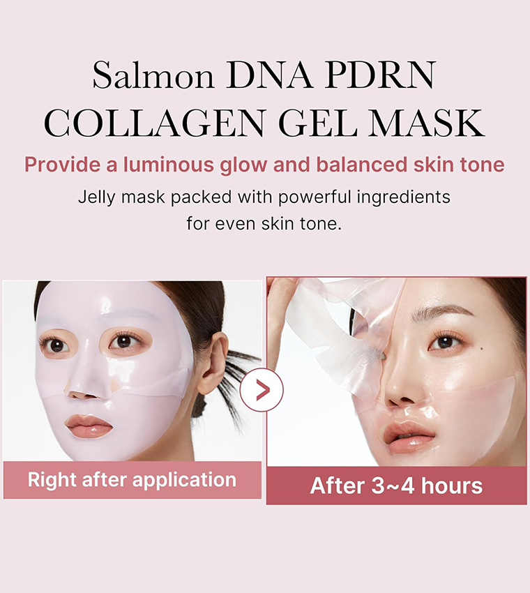 Pack of 4 Salmon DNA PDRN Pink Collagen Gel Mask, 28g
