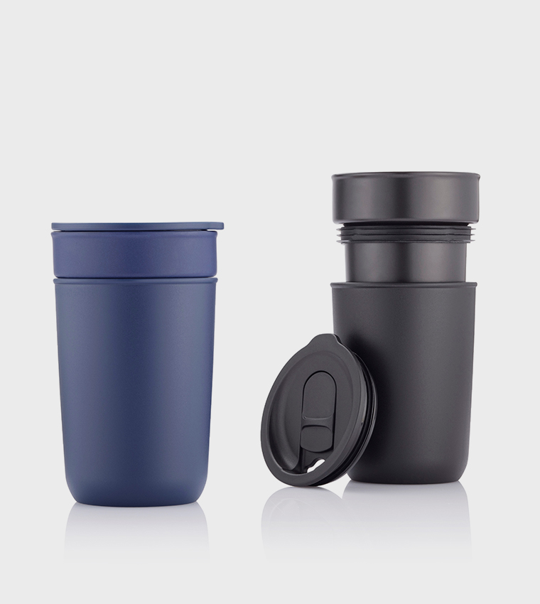 Buy Hans Larsen SAVONA Ceramic Tumbler With Protective Sleeve 360ml In  Black | 6thStreet UAE