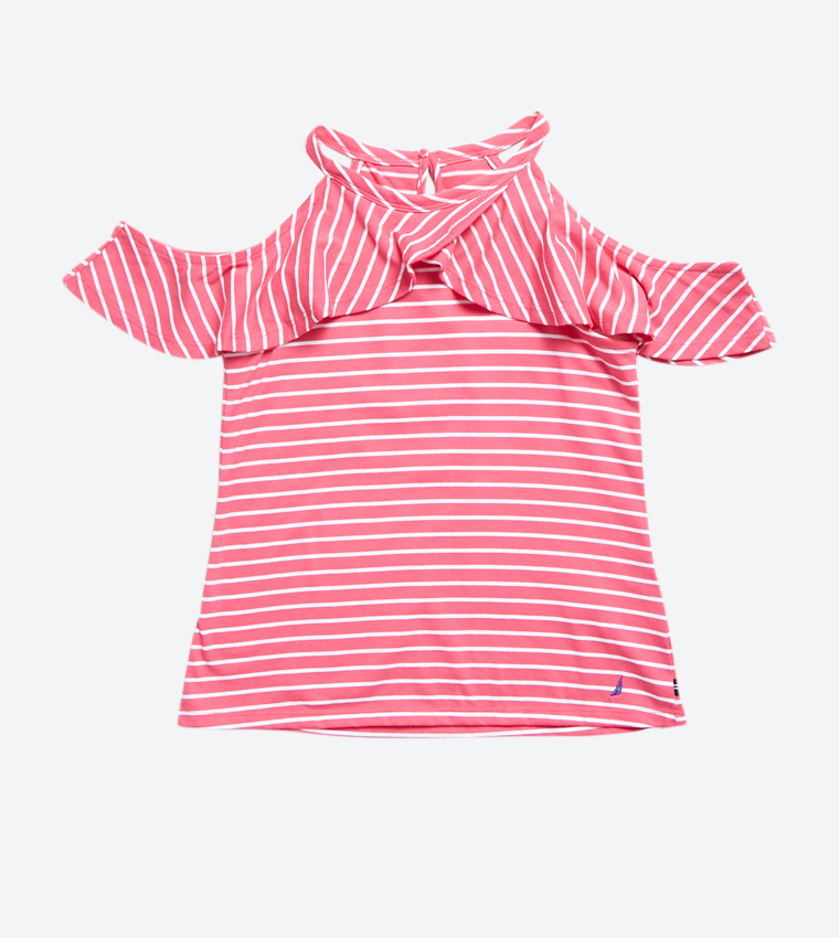 Buy Nautica Off Shoulder Striped Short Sleeve Toddler Girl Top