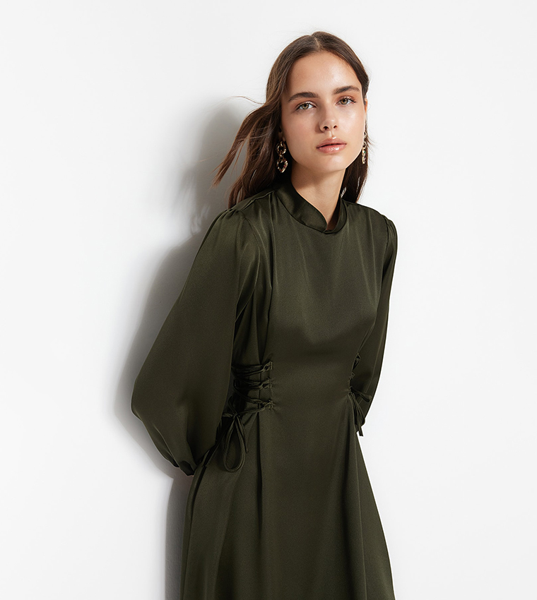 Solid Long Sleeves Evening Dress