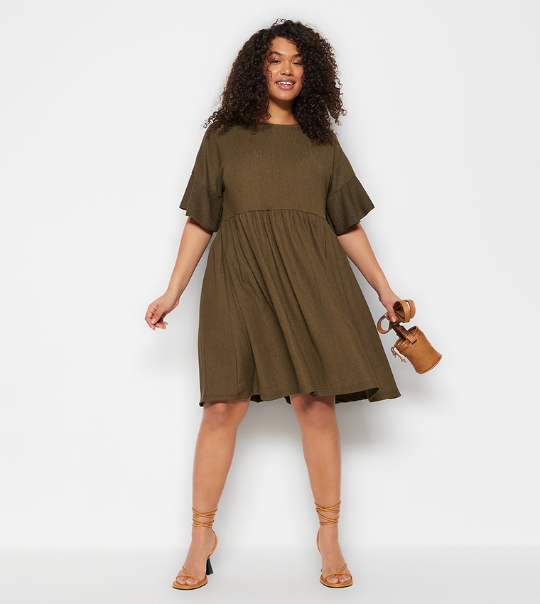 Khaki a line dress best sale