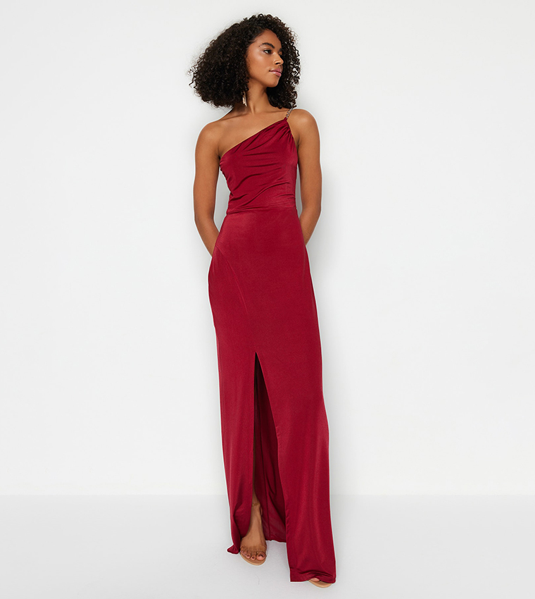 Red one store shoulder maxi dress