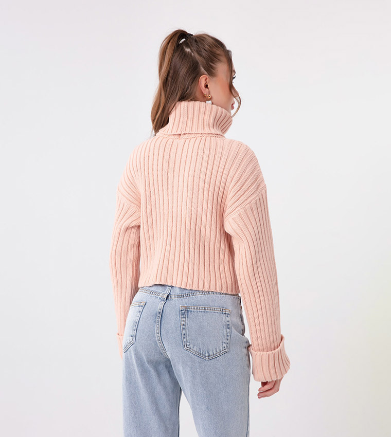 Buy Lafaba Knitted Turtleneck Sweater In Peach 6thStreet Qatar