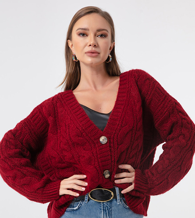 Burgundy oversized cardigan best sale