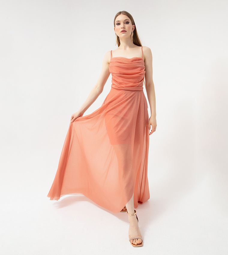 Orange party 2024 wear gown