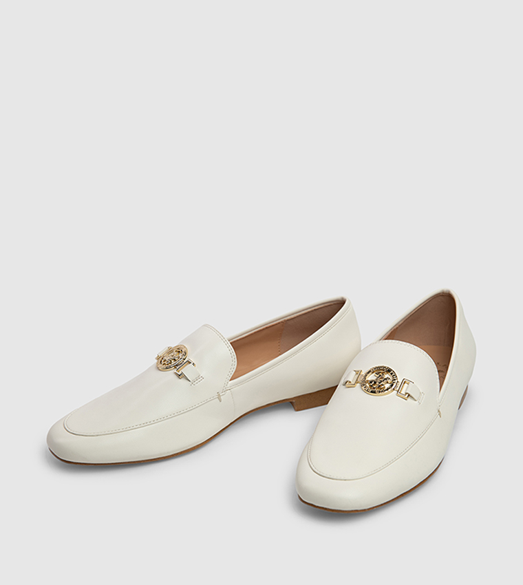 Textured Logo Detail Loafers