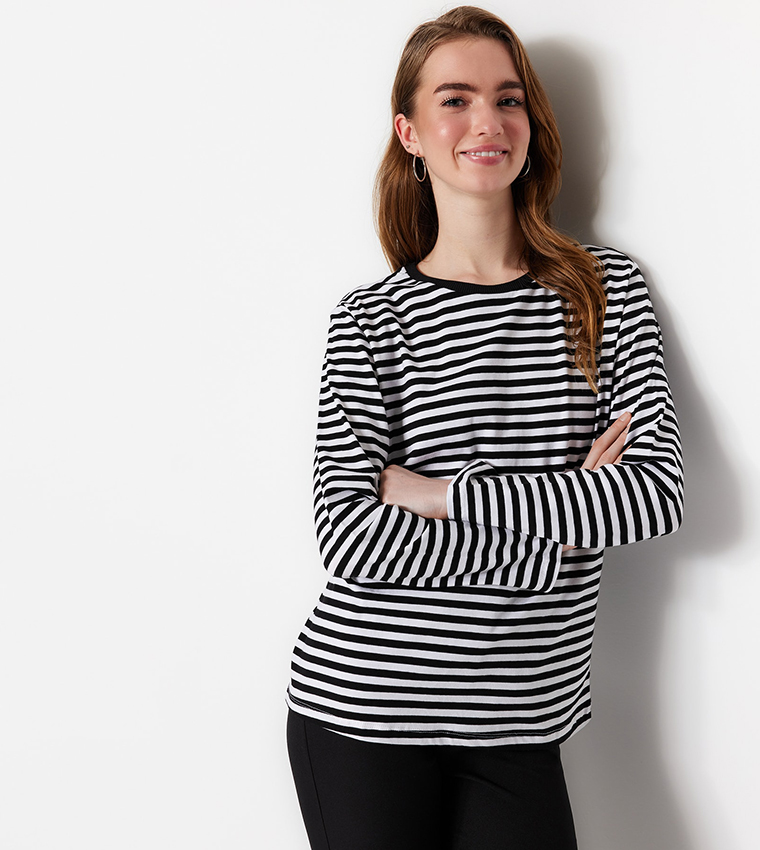 Striped long deals sleeve t shirt