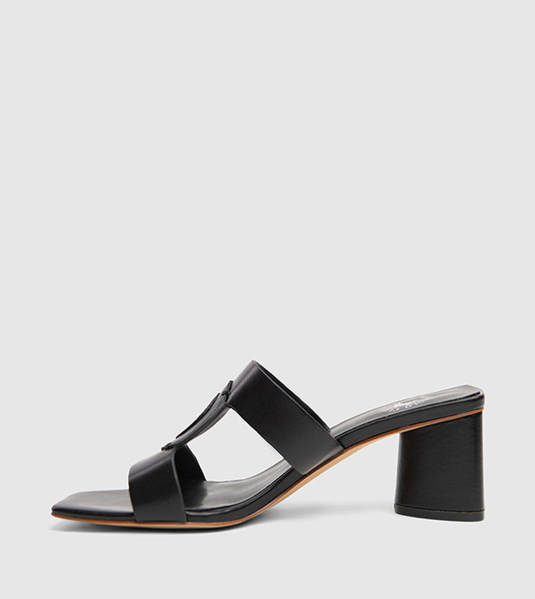 Logo Detail Block Heel Sandals