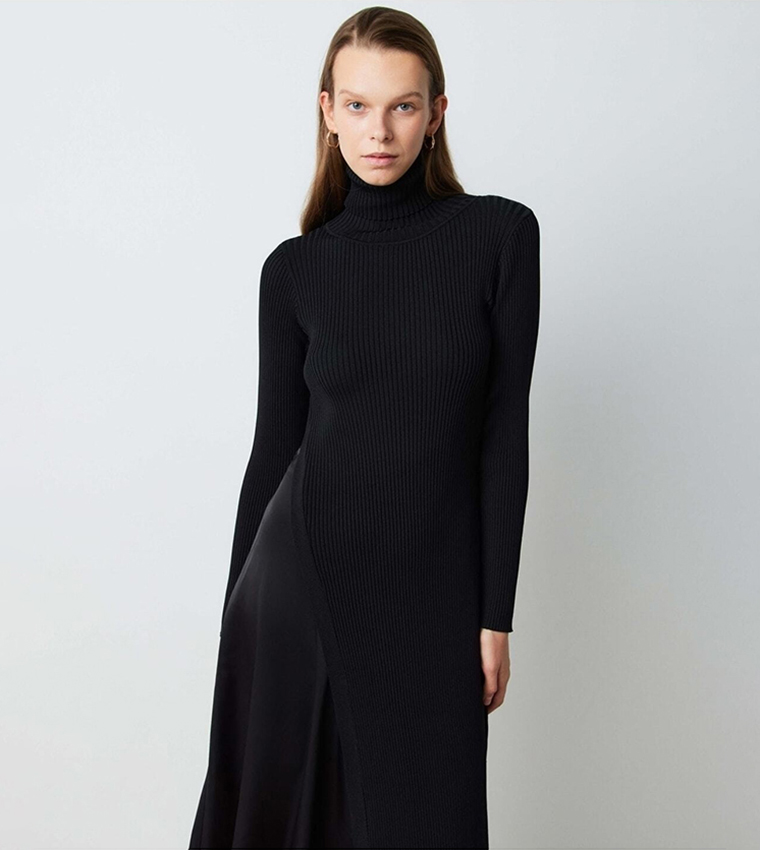 Buy Ipekyol Ribbed Turtleneck Midi Dress In Black 6thStreet Bahrain