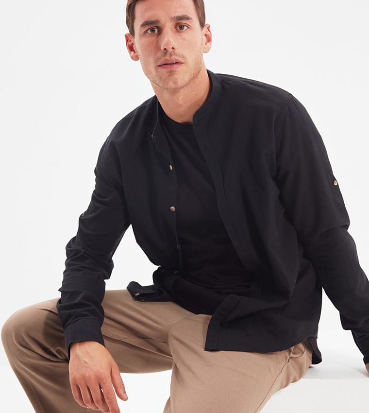Basic Epaulette Slim Fit Shirt