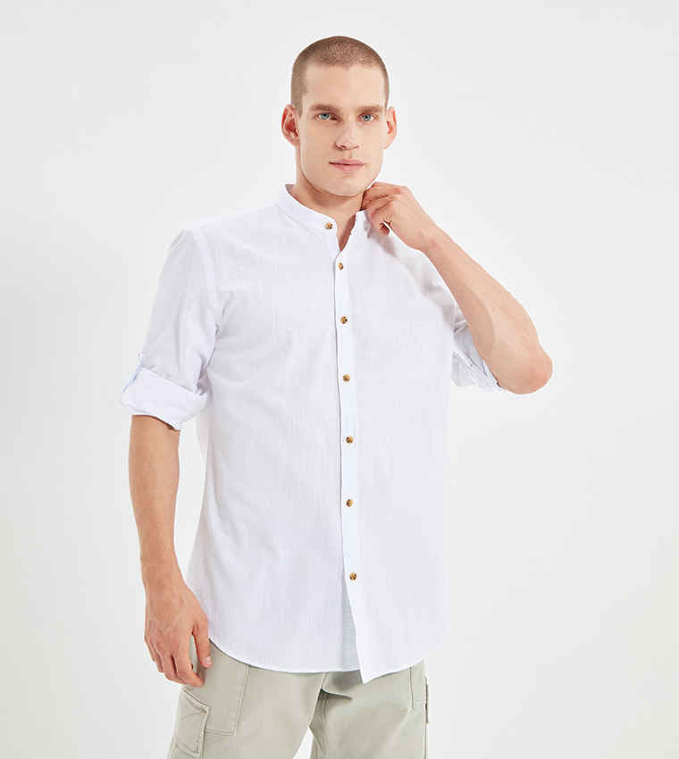 Mens white fitted store shirt