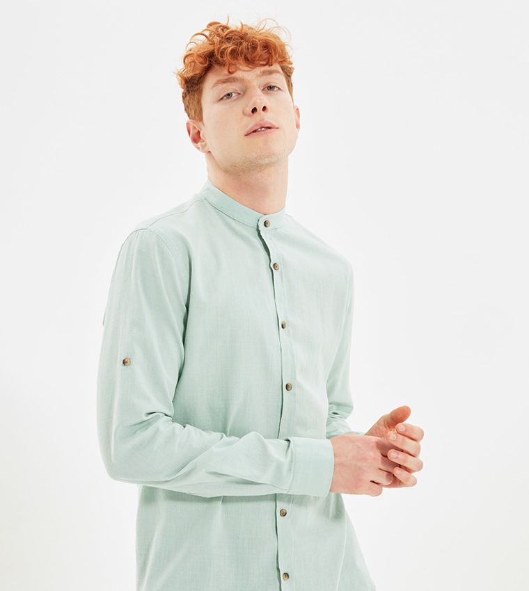 Basic Epaulette Slim Fit Shirt