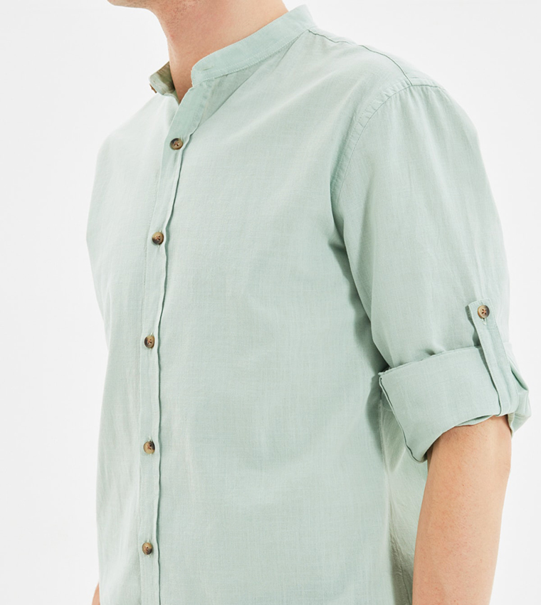 Basic Epaulette Slim Fit Shirt