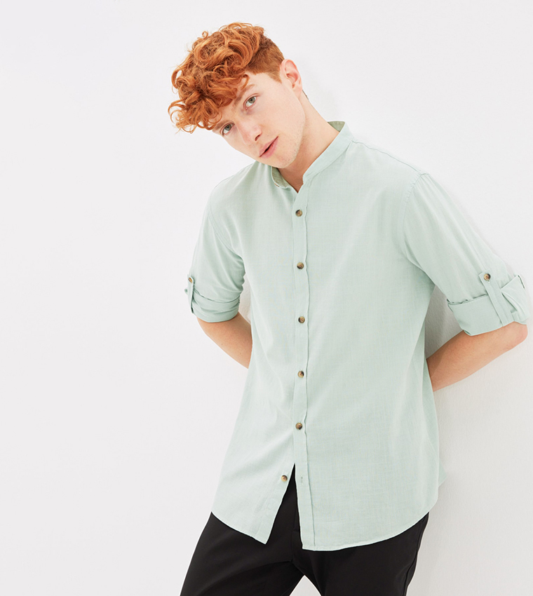 Basic Epaulette Slim Fit Shirt