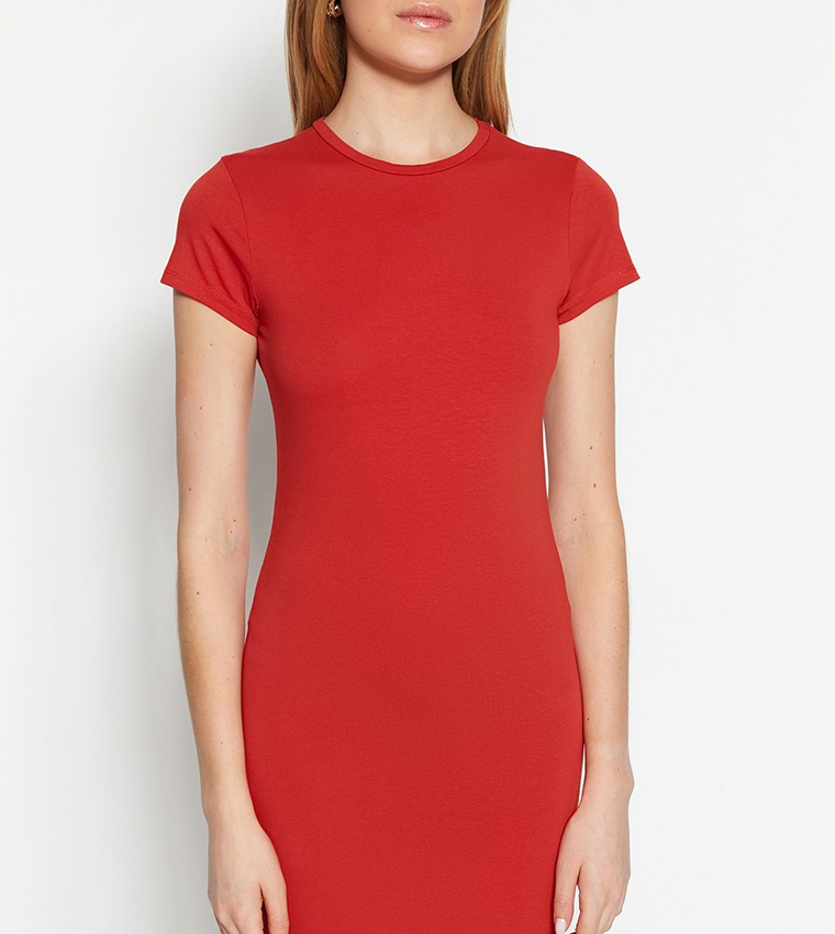 Short Sleeves Midi Knitted Dress