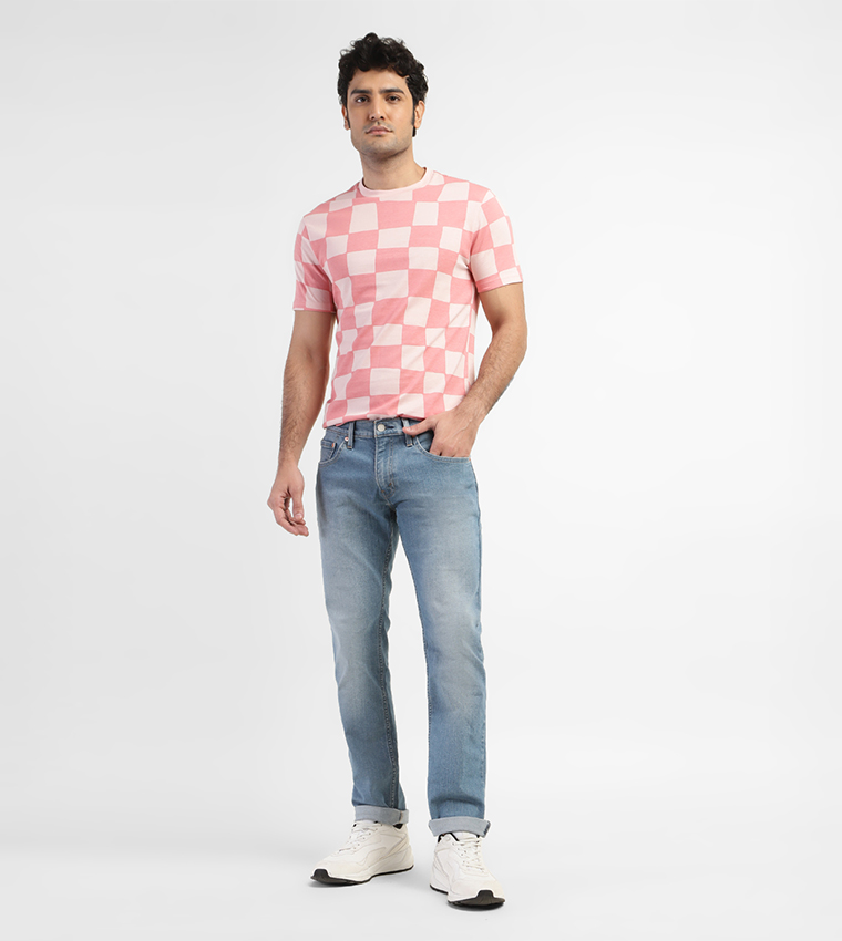 Washed Mid Rise Straight Fit Jeans