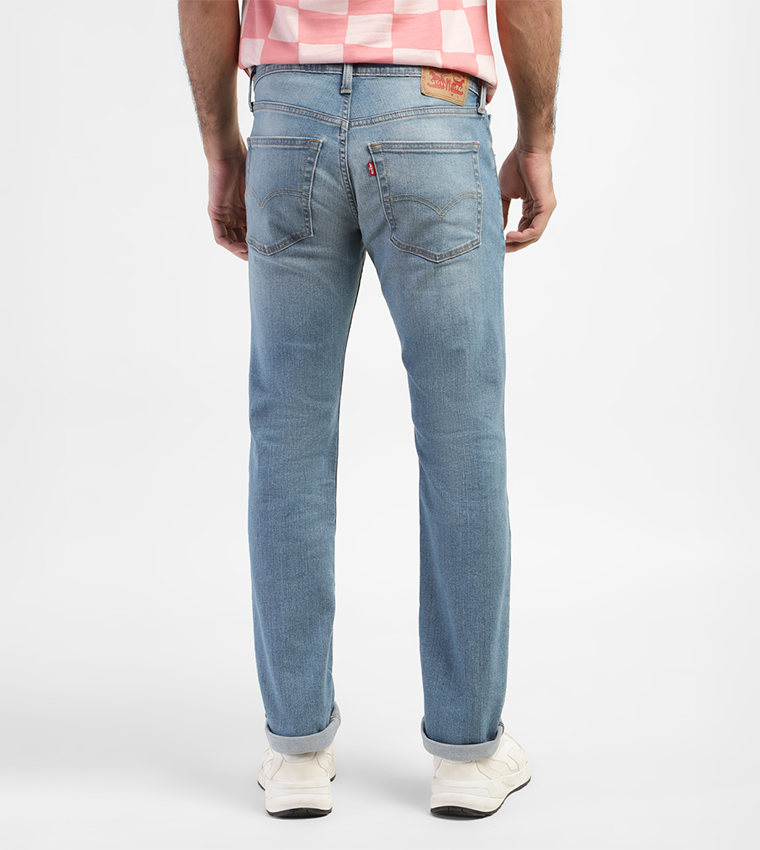 Washed Mid Rise Straight Fit Jeans