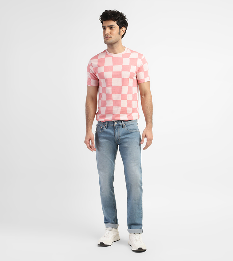 Washed Mid Rise Straight Fit Jeans